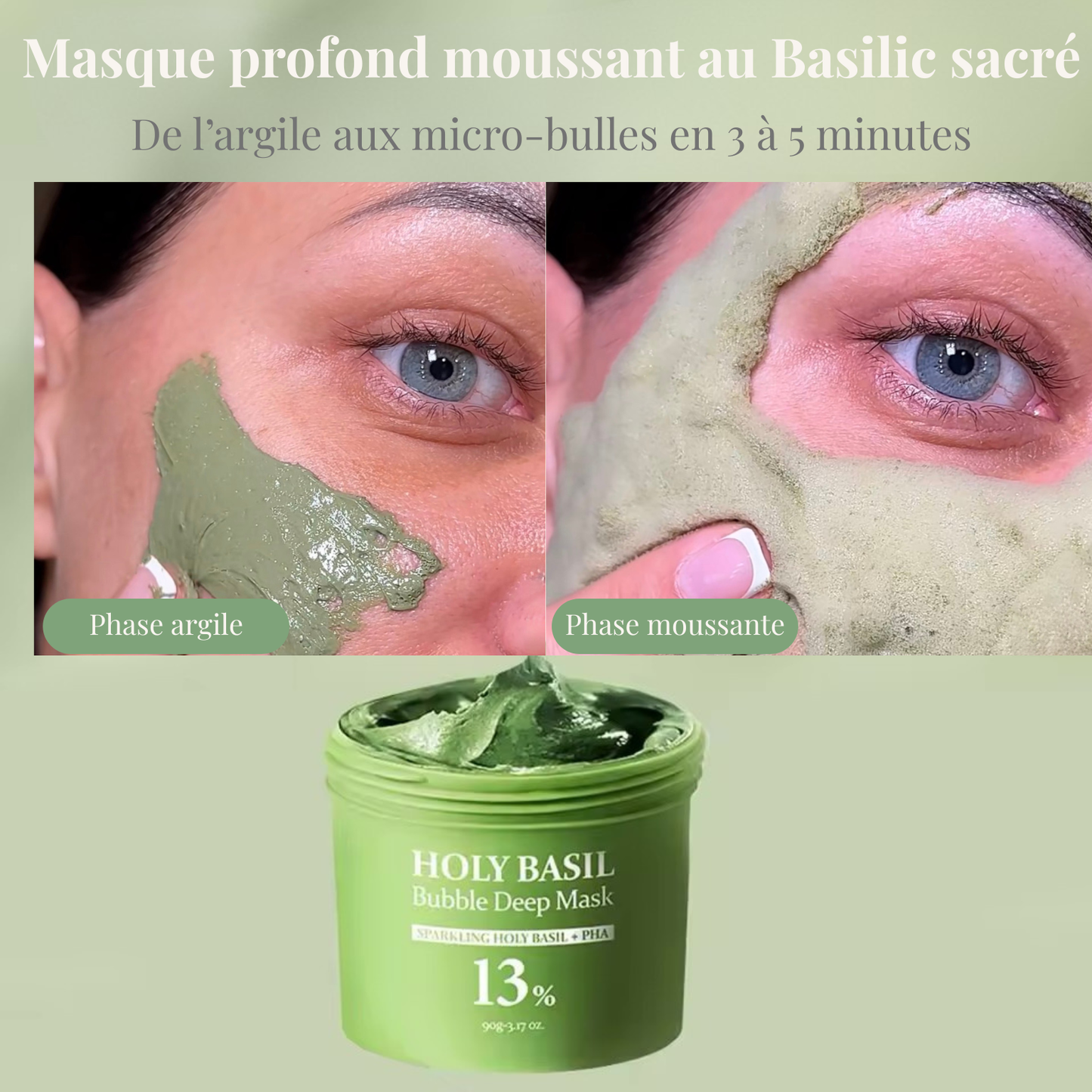 Masque nettoyant à bulles de basilic sacré